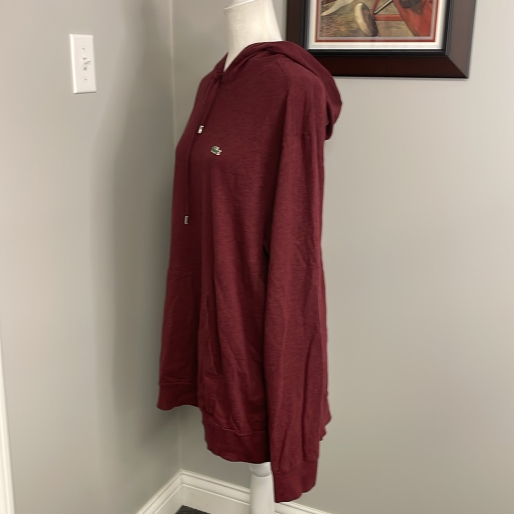 Lacoste Cotton Hoodie Lightweight Maroon Big Mens Size 4XL/9/XXXXL Preppy - Picture 3 of 5
